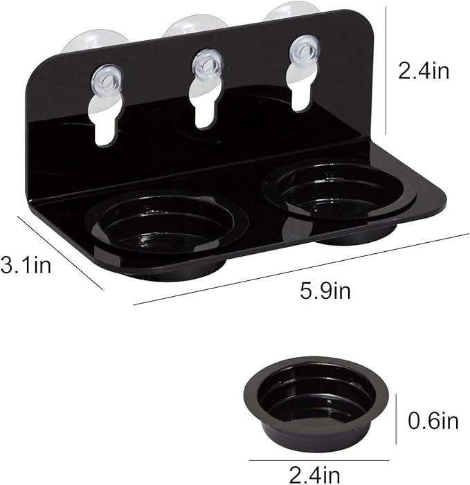 REPTI ZOO Reptile Water Bowl Double Grid Gecko Food Dish Feeder Detachable Suction Cup Reptile Feeding Dish Feeder with 6 Pcs Cups Dish Bowls for Pet Food and Water Feeding
