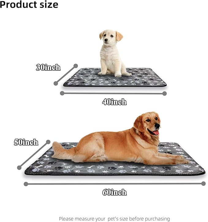 Waterproof Dog Blanket, Pattern Printing Super Soft Warm Fluffy Facecloth Sofa Car Bed Protector, Urine Proof Washable Outdoor Pet Blanket for Puppy Large Dogs & Cats(paw & Bone60*50)