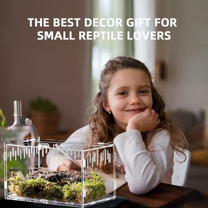 Reptile Terrarium Breeding Tank Acrylic Box (Spider, Tarantula, Snake, Lizard) Small Animal Viewing Box. 11.81 "x9.7 x7.6 (Type A)