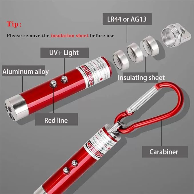 6PCS Mini Red Laser Pointer Cat Toy Interactive Training Tools White LED Torch Light Pet Supplies