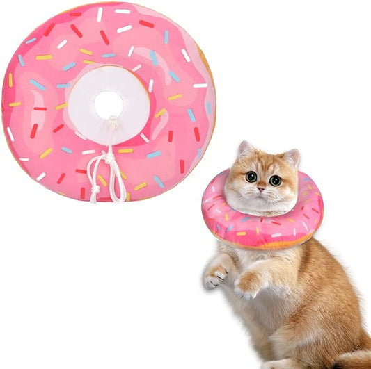 Cat Cone Collar Soft, Cat Recovery Collar for Wound Healing Cute Cat Donut Adjustable Cat Cones to Stop Licking Comfortable Lightweight Neck Elizabethan Collars for Cats Kittens After Surgery