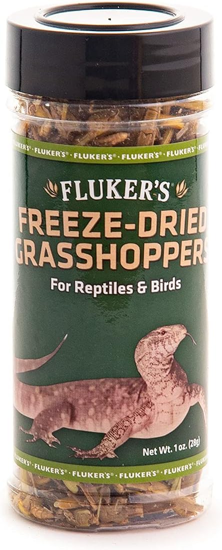 Fluker's Freeze Dried Grasshoppers, Nutrient-Packed, Ideal for Lizards, Reptiles, Birds, Fish, Hedgehogs, 1.7 oz