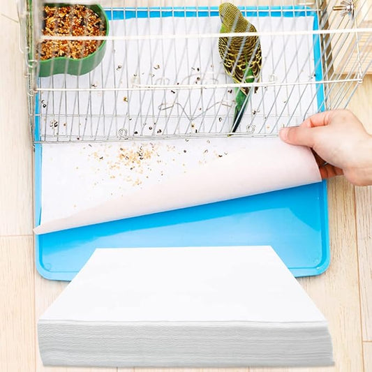 Bird Cage Liner Papers, 100 Sheets 12.2×10in Non-Woven Bird Cage Liners, 4 Size to Choose, Precut Absorbent Bird Paper (12.2×10in, 100 Sheet)