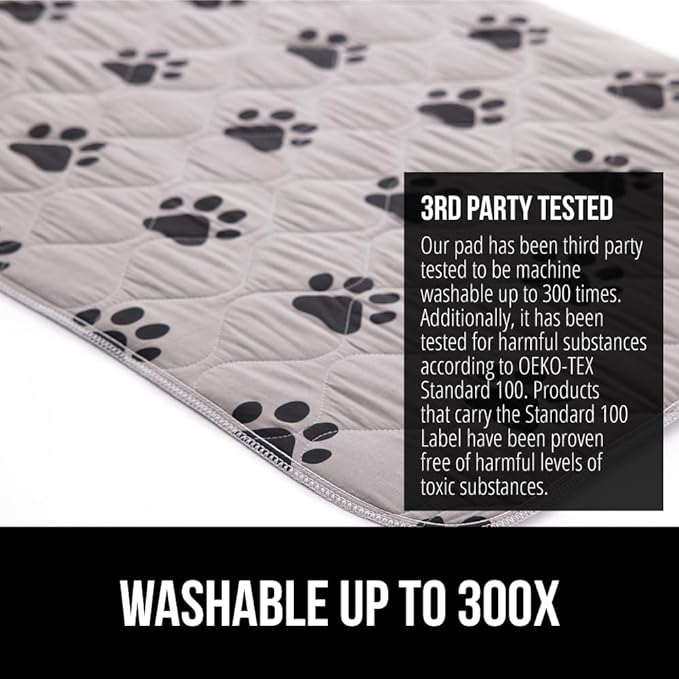 Gorilla Grip Reusable Puppy Pads, 34x21, Slip Resistant Pet Crate Mat, Absorbs Urine, Waterproof, Cloth Pee Pad for Training Puppies, Washable Incontinence Underpads, Chucks, Protects Sofa, Furniture