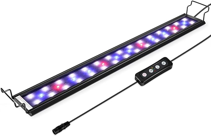 hygger 9W Full Spectrum Aquarium Light with Aluminum Alloy Shell Extendable Brackets, White Blue Red LEDs, External Controller, for Freshwater Fish Tank (12-18 inch)