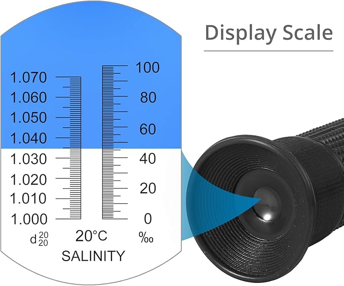 AUTOUTLET Salinity Refractometer for Aquarium Salinity Tester with ATC and Dual Scale 0-100‰ & 1.000-1.070 Specific Gravity Saltwater Tester for Seawater Pool Fish Tank