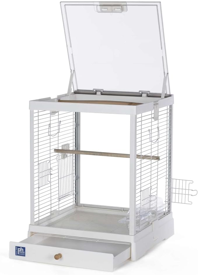 Prevue Pet Products Clear View Glass Bird Cage Crystal Palace for Small Birds - White Frame