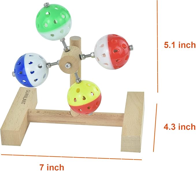 Foraging Bird Toys for Parrots, Budgie Rotating Bird Feeders Spinner Toys Parakeet Ball Bell Toys Birdcage Accessories Bird Food Treats Interactive Food Toys for Cockatiel Conures