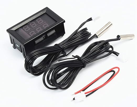 Digital Thermometer, -58℉~257℉ Car Auto Temperature Gauge Sensor, DC 8-80V Fahrenheit Dual Display, Monitor with 2 NTC Waterproof Probes for Aquarium Vehicle Fish Tank