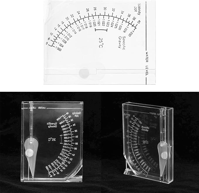 Salinity Hydrometer Salinity Tester Square Sea Hydrometer Salinity Measuring Device Salt Water Salinity Meter for Fish Tank Pond Saltwater Freshwater