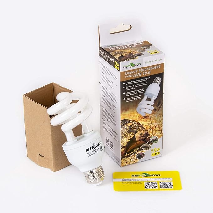 REPTIZOO Energy Saving Lamps UVB Bulb Spiral Compact 15 Watts UVB 10.0 Reptile Light Bulb Fit for Desert Type Reptile/Snake/Lizard/Insect/Leopard Tortoise