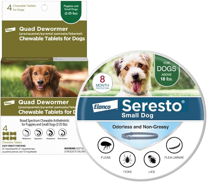 Elanco Tapeworm Dewormer for Dogs and K9 Advantix II Vet-Recommended Flea, Tick, and Mosquito Prevention for Small Dogs | 5-count + 1-pack