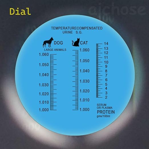 3-in-1 Animal Clinical Refractometer, Measuring Animal's Health Index of Urine Specific Gravity and Serum Protein, Ideal for Veterinary and Pet Owner