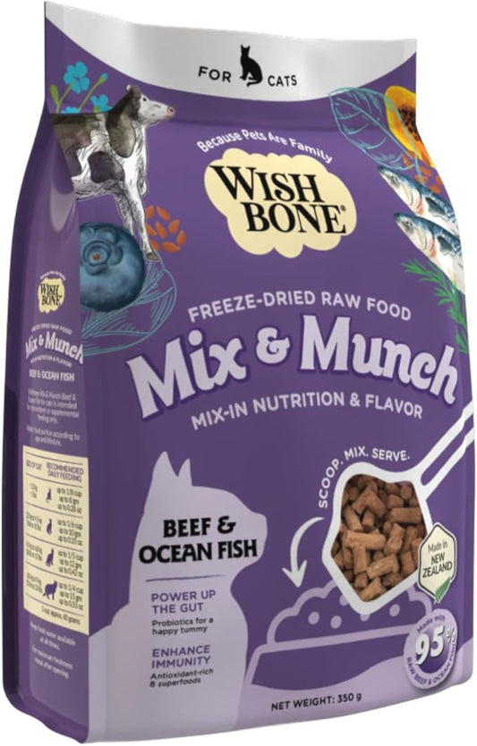 Wishbone Mix & Munch Raw Freeze-Dried Grain-Free Beef and Ocean Fish for Cats