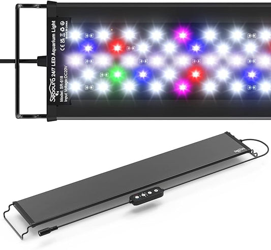 24/7 Mode LED Aquarium Light for Plants-Full Spectrum Fish Tank Light with Timer, Auto On/Off, 7 Colors, Adjustable Brightness, 3 Modes for 24 Inch to 30 Inch Freshwater Tank, 22 W