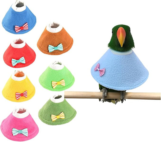 Bird Collar - Anti-Bite Elizabethan Recovery Cone Feather Plucking Protector Skin-Friendly Neckwear for Parakeets Conures Cockatiels and Small Animals Chinchilla Hamster (XL,7 Packs)