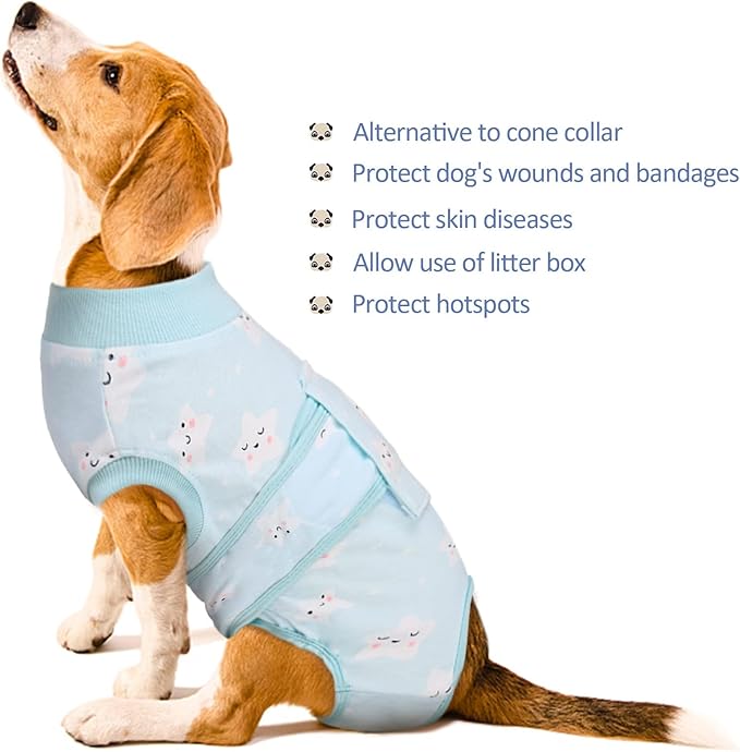 Kuoser Recovery Suit for Dogs Cats After Surgery, Professional Pet Recovery Shirt Dog Abdominal Wounds Bandages, Substitute E-Collar & Cone,Prevent Licking Dog Onesies Pet Surgery Recovery Suit