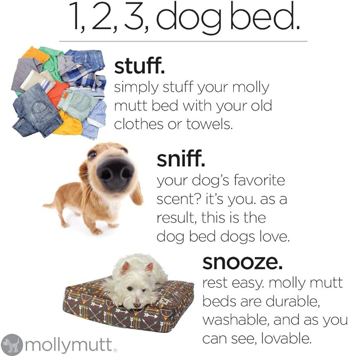 Molly Mutt Small Dog Bed Cover - Papillon Print - Measures 22”X27”X5’’ - 100% Cotton - Durable - Breathable - Sustainable - Machine Washable Dog Bed Cover