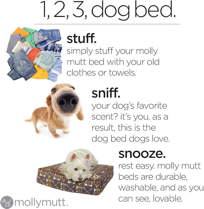 Molly Mutt Small Dog Bed Cover - Daysleeper Print - Measures 22”x27”x5’’ - 100% Cotton - Durable - Breathable - Sustainable - Machine Washable Dog Bed Cover