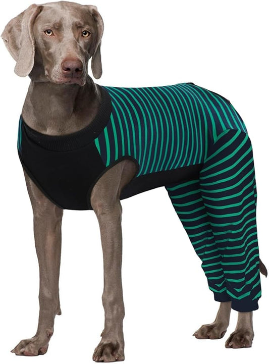Kuoser Dog Recovery Suit, Anti Licking Dog Rear Leg Sleeve, Abdominal Dog Surgical Suit with Pants Cover Protect Wounds, Dog Elbow Protector Soft Dog Surgery Onesie Cone Alternative, Green 2XL