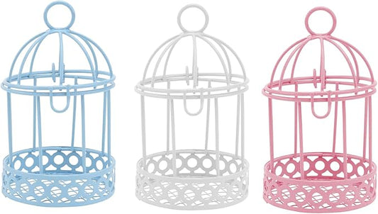 3pcs Mini Birdcage Ornament Bird Cage Desktop Storage Table Miniature Metal Wire Bird Cage Hanging Bird Cage Desk Topper Mini Girl Heart Decoration Hollow Wrought Iron Small Metal