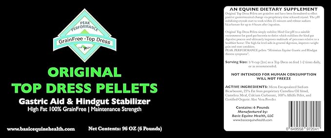 Gut Health Horse Supplements - Original Peak Performance Top Dress Pellets (6 lbs) - Ulcer Aid for Horses That Promotes Hoof Growth, Weight Gain, Improved Mood, and Coat Growth