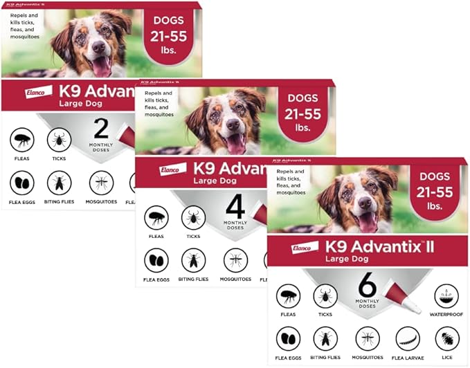 K9 Advantix II Large Dog Vet-Recommended Flea, Tick & Mosquito Treatment & Prevention | Dogs 21 - 55 lbs. | 12-Mo Supply