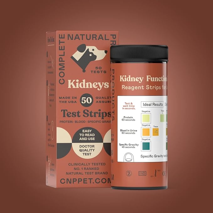 Complete Natural Products Kidney & Bladder Test Strips for Dogs, Cats, & Pets - 50 Count - 3 in 1 - Kidney & Bladder Test Strips for Pets