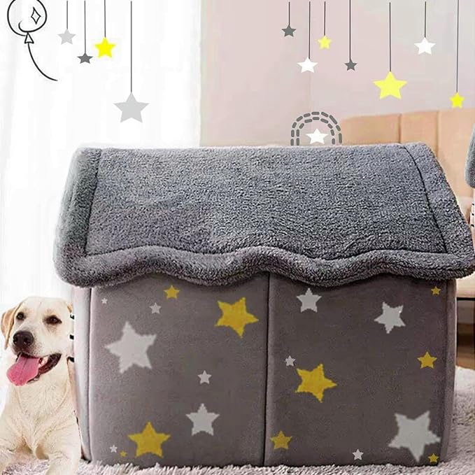 Dog House Indoor Memory Sponge, Foldable Dog House Kennel Bed Mat with Cushion for Small Medium Large Dogs Cats, Winter Warm Cat Nest Puppy Cave Sofa Pet Products (XL)