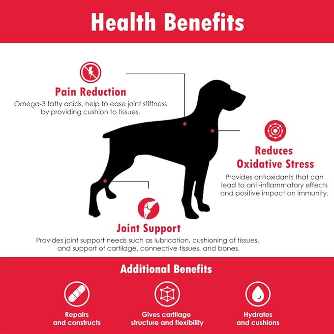 TS Joint Supplement Vet Formulated Pain & Inflammation Relief Treats Hip Dysplasia & Arthritis, Glucosamine, Chondroitin, Turmeric, MSM, HA, Creatine, Omega 3 EPA + DHA. Granules 120 Doses