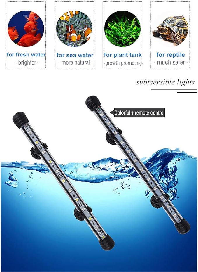 MQ 20 in Submersible LED Aquarium Light, 3.5W Color Changing Fish Tank Light with Remote Control, IP68 Crystal Glass 24 LEDs Lights Bar, for Fish Tank 25-30 inch