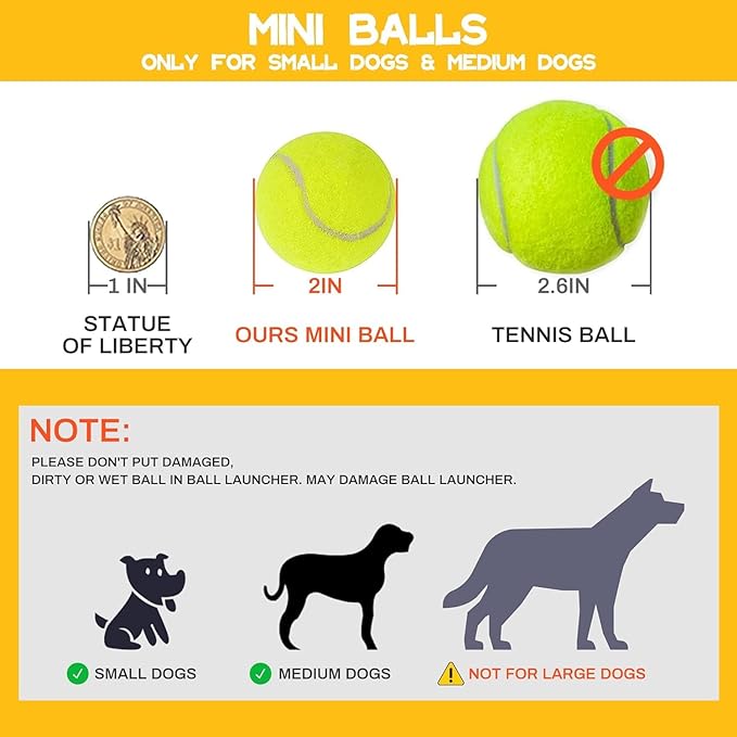 Automatic Dog Ball Launcher,Interactive Dog Tennis Ball Throwing Machine,Interactive Dog Ball Indoor&Outdoor Thrower Distance 10-30ft for Small and Medium Dogs with 6 x 2 inch Balls(Orange)