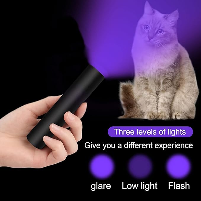 365nm Flashlight Black Light,Portable Handheld Cat Ringworm Detector lamp,for Dog Cat Care and Resin Curing (Black)