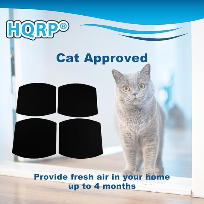 HQRP 4-Pack Cat Litter Box Replacement Carbon Filters Compatible with Petmate Booda Clean Step, Activated Carbon Charcoal Filters