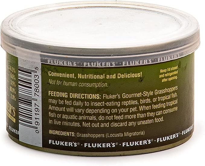 Fluker's Gourmet Canned Food for Reptiles, Fish, Birds and Small Animals, Grass Hoppers 1.2 oz (Pack of 3)