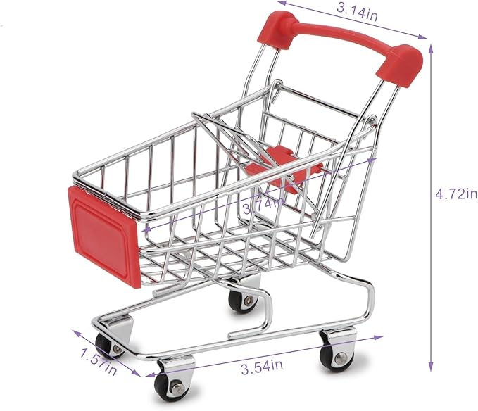 Hypeety Mini Shopping Cart Trolley Bird Parrot Pet Intelligence Utility Handcart Model Storage Toy Decoration Toys (Red)