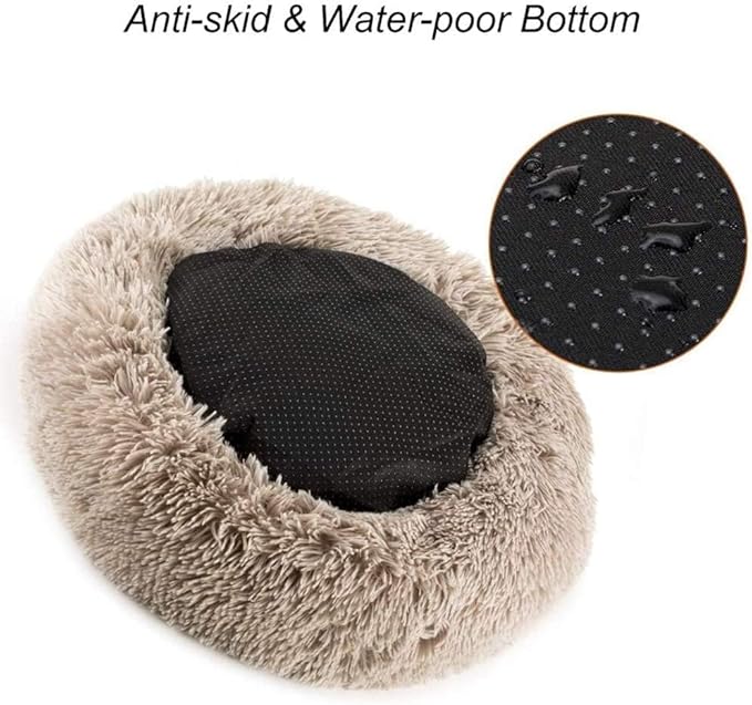 Cat Beds for Indoor Cats - Cat Bed Washable 20/24 inches, Dog Beds for Small Medium Dogs, Anti Anxiety Round Fluffy Plush Faux Fur Cat Bed,Thick Bottom Keep Pets Off The Cold Tile