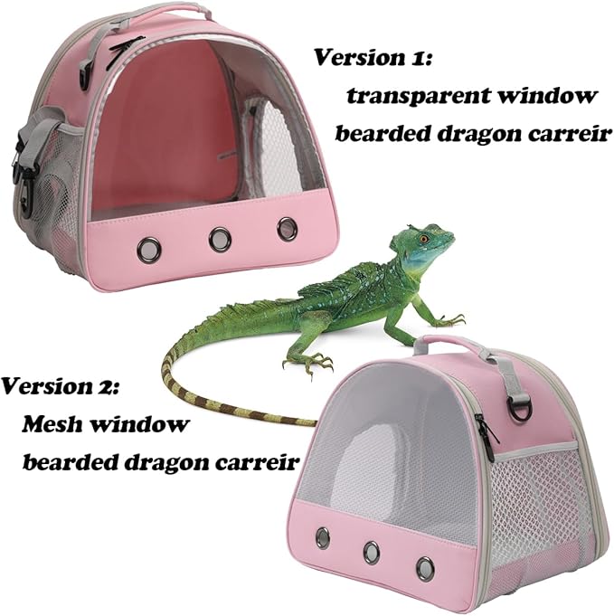 Ventilation Carrier for Bearded Dragon,Guinea Pig Carrier,Guinea Pig Carrier for 2,Reptile Travel Carrier for Lizards Sugar Glider Hedgehog Rat Parrot Birds,Airline Approved Pink