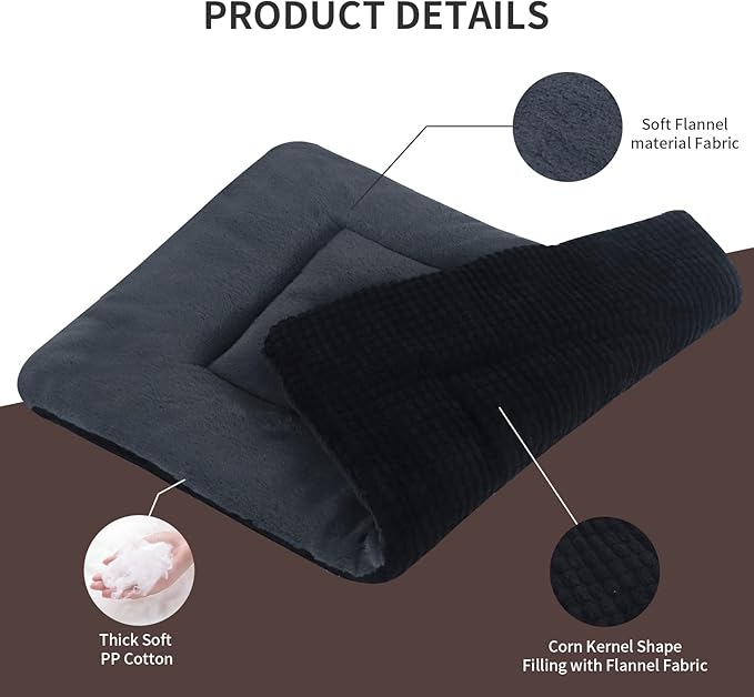 Reversible Dog Bed Mat with Plush and Corn Velvet,Soft Warm Pet Cushion, Dual Purpose Washable Sleeping Mattress Bed for Small Medium Large Dog and Cat XB004 (42"x28", Dark Grey)