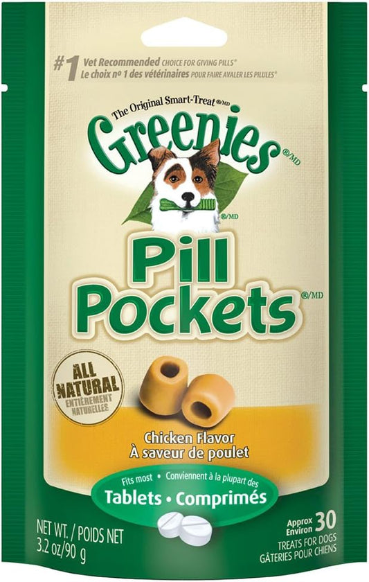 Greenies Pill Pockets Soft Dog Treats, Chicken, Tablet, 3.2 Oz. (Pack Of 6)