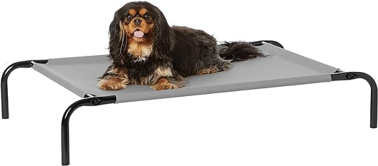 Amazon Basics Cooling Elevated Dog Bed with Metal Frame, Small, Grey, 35.6"L x 21.8"W x 7.7"Th
