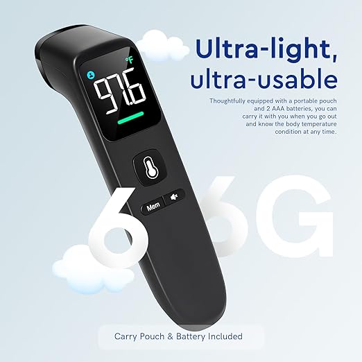 No-Touch Thermometer for Adults and Kids - Digital Forehead Thermometer with High Accuracy, Ultra Clear LEDScreen and Fever Alarm, FSA HSA Eligible