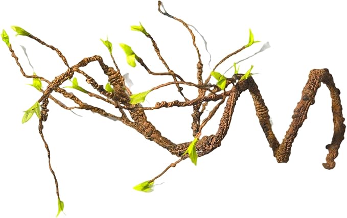 Reptile Terrarium Decor Plants, Hanging Vines, Fake Plants for Reptile Enclosure, Ideal for Chameleon Bearded Dragon Lizard Gecko Tank Accessories (Large Reptile Branch Vine and Plants)