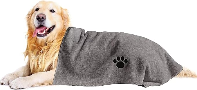 Microfiber Dog Towels for Drying Dogs, Super Absorbent and Soft Pet Grooming Towel, 40 Inch X 23.6 Inch, Perfect Dog Shower & Bath Supplies for Large, Medium or Small Dogs, Grey