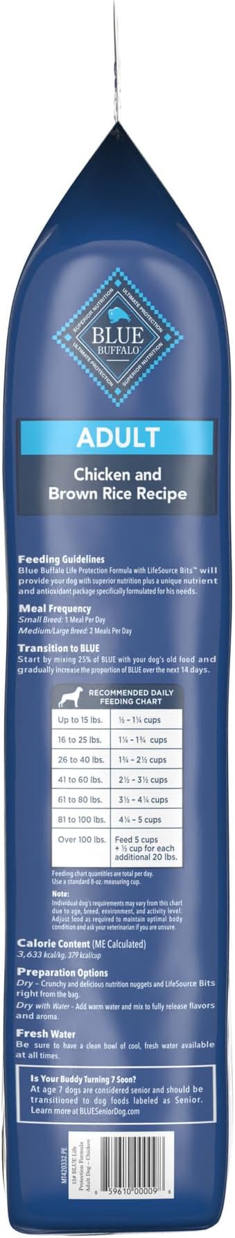 Blue Buffalo Life Protection Formula Adult Dry Dog Food, Helps Build and Maintain Strong Muscles, Made with Natural Ingredients, Chicken & Brown Rice Recipe, 15-lb. Bag