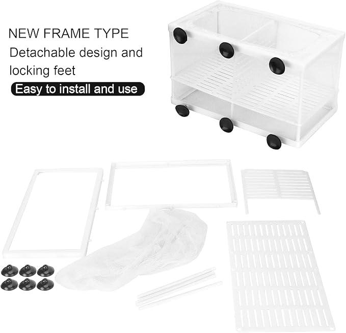 Aquarium Fish Breeder Box Isolation Box Breeder Hatchery Incubator with Suction Cup Large with dividers