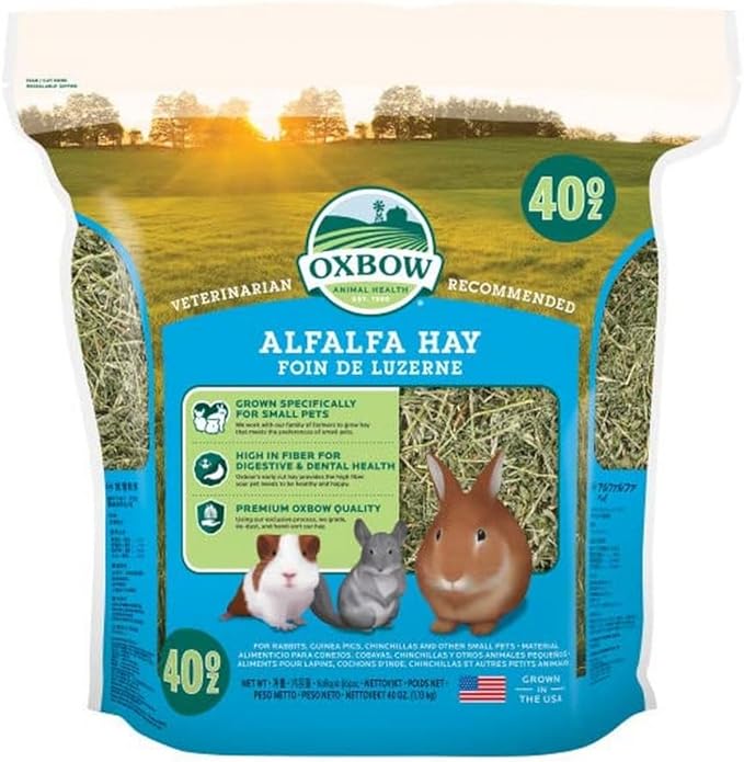 Oxbow Animal Health Alfalfa Hay - All Natural Hay for Young, Pregnant, or Nursing Small Pets - 40 oz.