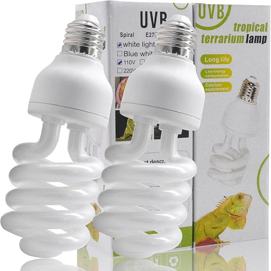 UVB Reptile Light Bulb 10.0 26W, UVA-UVB Bulbs for Reptiles Ideal for Rainforest Reptiles Bearded Dragons Lizard Tortoise Iguanas Chameleons Snake - 2 Pack