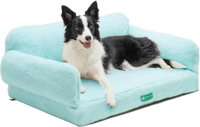 MEWOOFUN 34.6" Orthopedic Dog Bed Sofa for Small Medium Dogs, Egg- Foam Dog Couch with Removable Washable Cover and Non-Slip Bottom (Large, Blue)