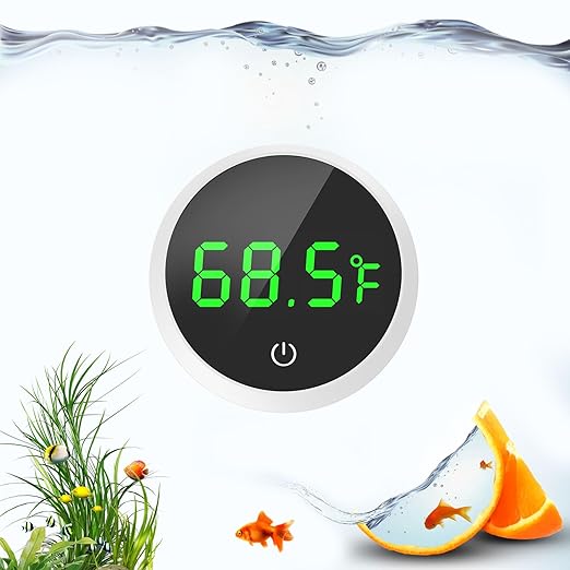 QZQ Fish Tank Thermometer Aquarium Thermometer Wireless Touch Stick Digital Aquarium Thermometer LED Display ±1°F for Monitoring The Fish Tank Aquarium Temperature Accessories (White)